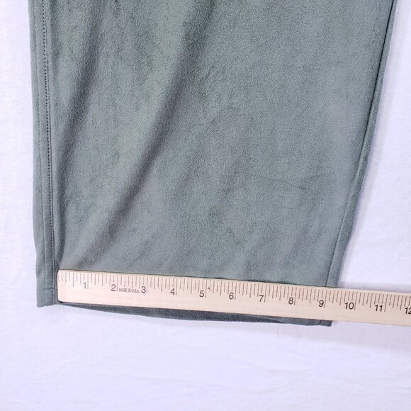Susan Bristol Sage Green Suede 2 Piece Lounge Set Sweater Wide Leg Pants Size XL - Picture 13 of 16